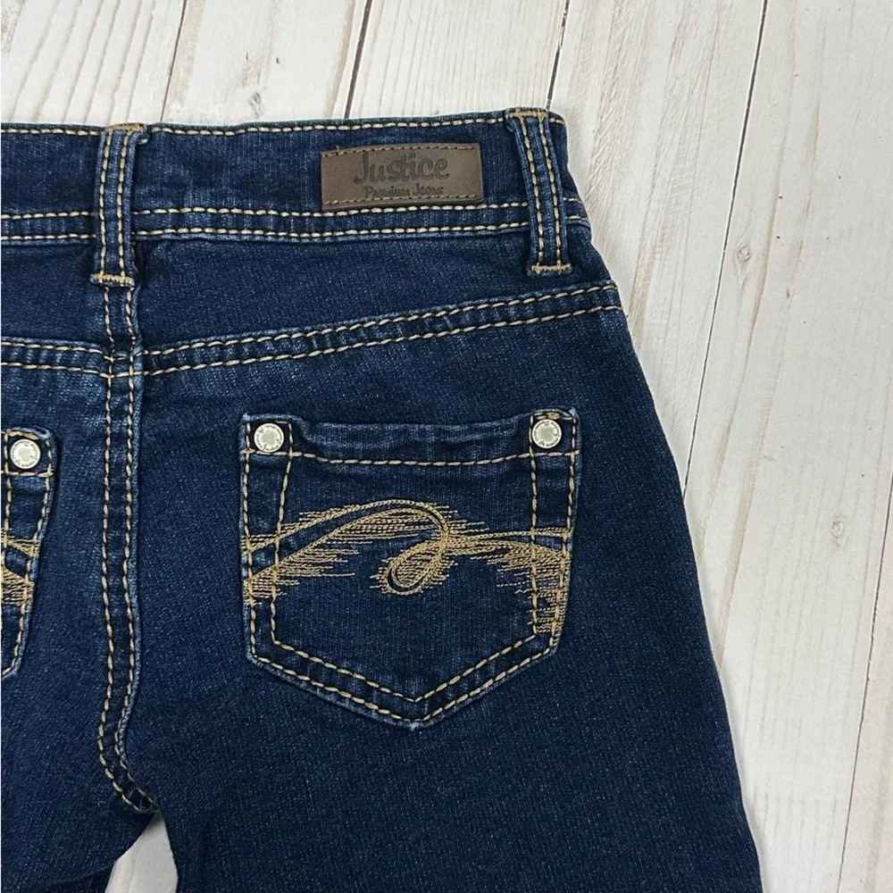 JUSTICE Premium Jeans  girl's blue with rolled cuffs - size 8S
